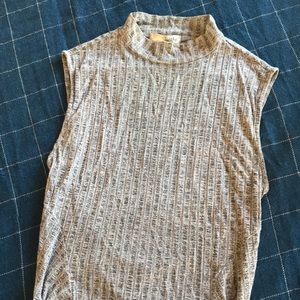 Gray Open Back Mockneck Bodysuit